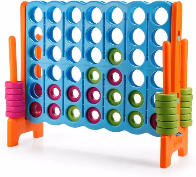 Gioco gigante Forza Quattro HELLOSHOP26 per interni ed esterni in plastica, blu e arancione, L 120 cm x P 42 cm x H 104 cm – 1