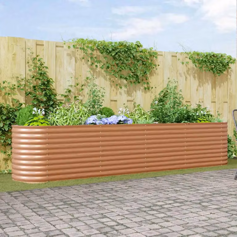 Letto Rialzato vidaXL in Acciaio Corten Marrone L: 400 cm, P: 80 cm, H: 81 cm