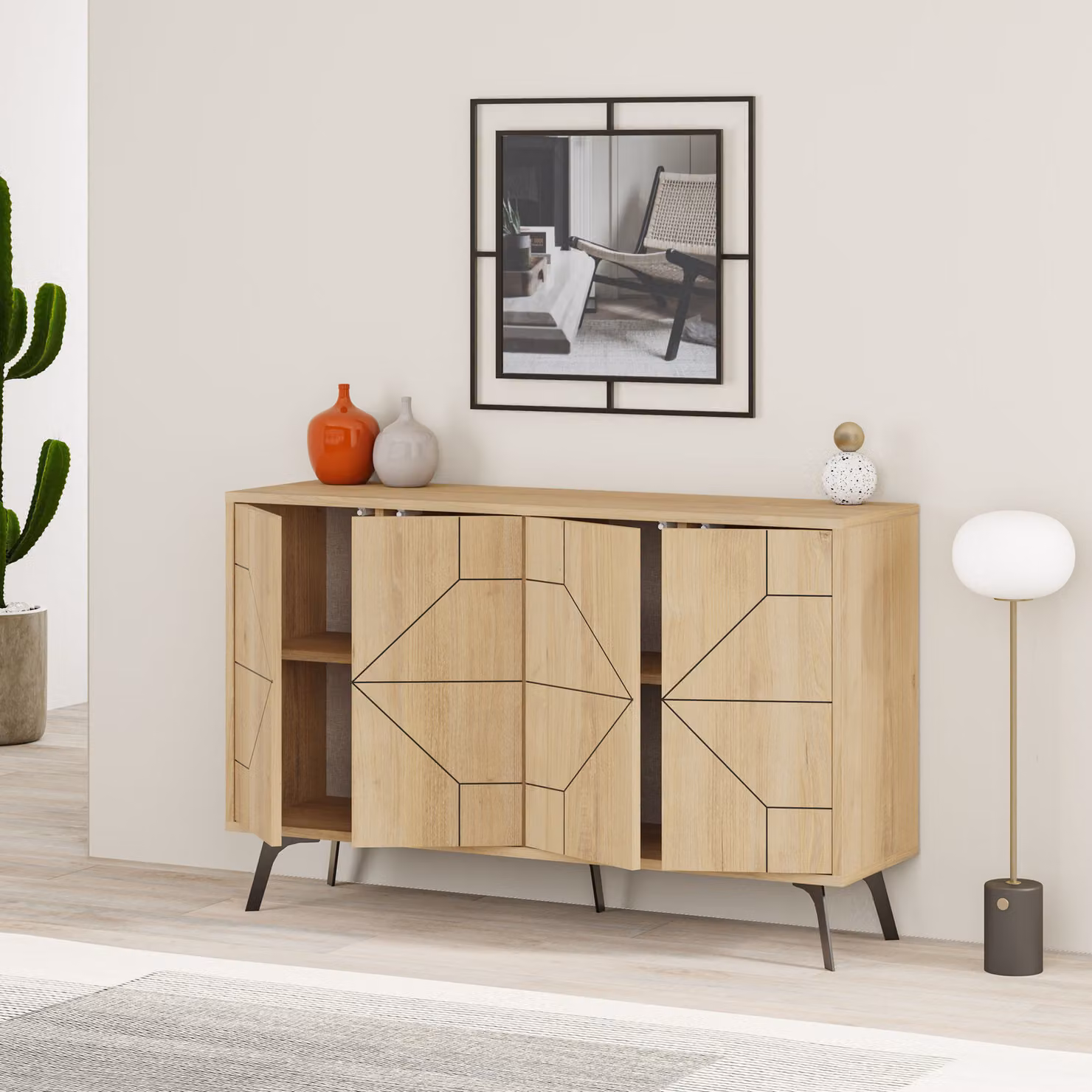 Skye Decor, Dune- Dune DTE, colore rovere, cassettiera, 62,4x123x35 cm, 100% pannello di particelle rivestito in melamina
