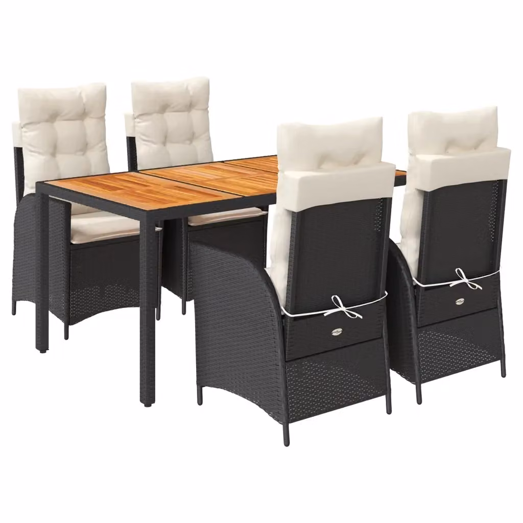 Set da Pranzo da Giardino vidaXL in Legno di Acacia Oliato e Polyrattan, 5 Pezzi, Moderno – 2