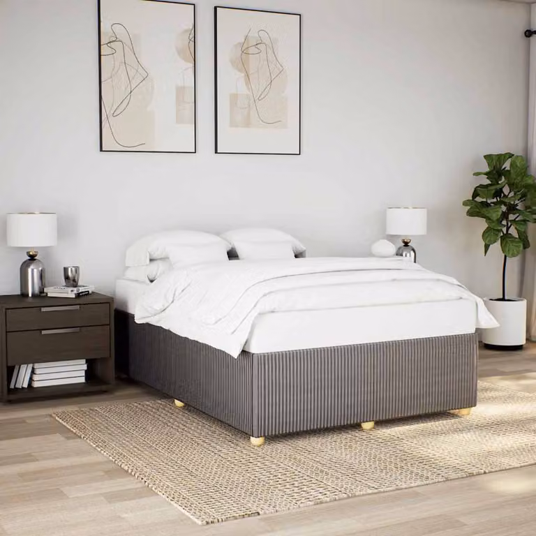 Giroletto vidaXL senza materasso in tessuto tortora con doghe in legno L/P: 160 x 200 cm