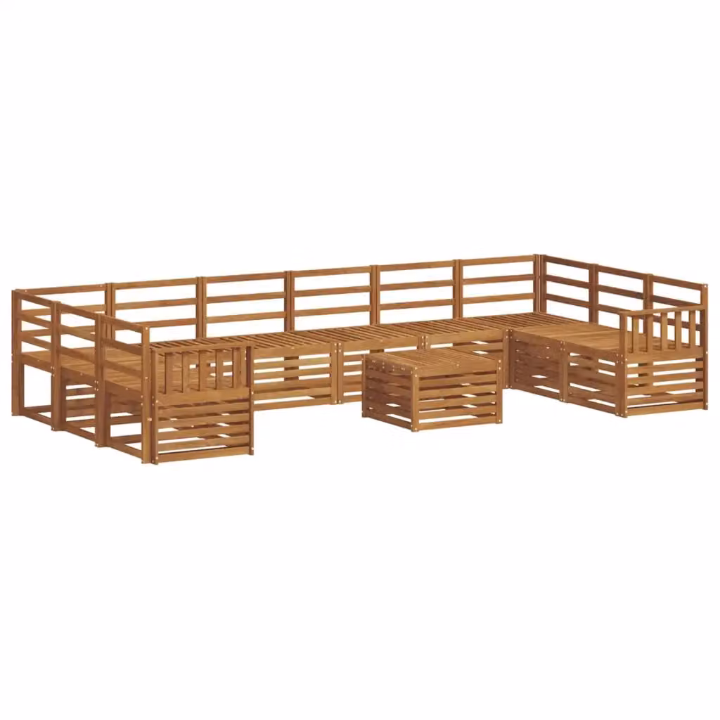 Set di divani da esterno moderno vidaXL in legno di acacia color marrone, 11 pezzi – 2
