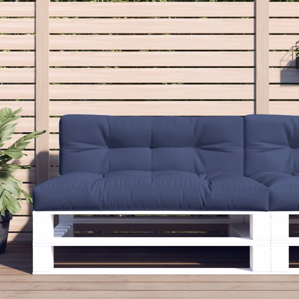 Set di 2 cuscini per pallet vidaXL in poliestere blu, impermeabili e resistenti ai raggi UV, L 120 x P 120 x H 12 cm