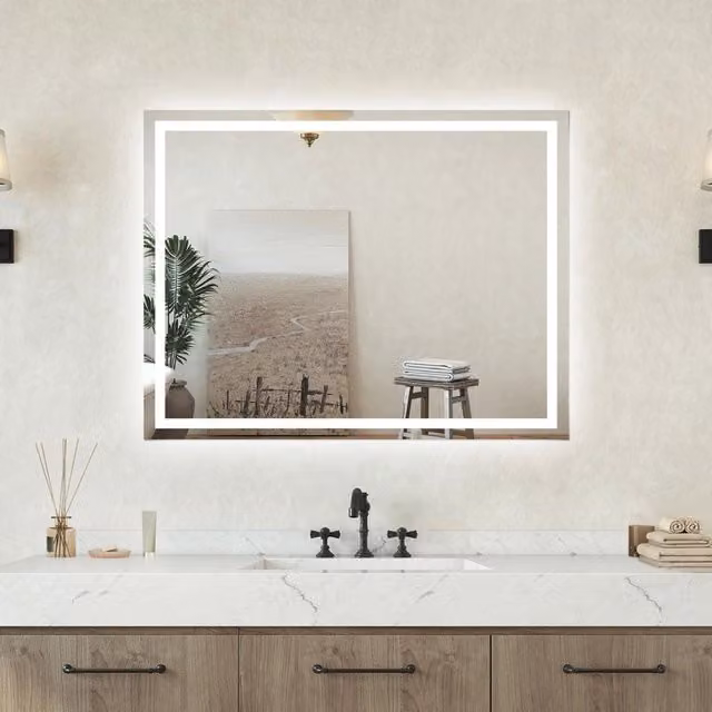Specchio bagno Rettangolare 90x70cm Retroilluminato Con Led, Antiappannamento
