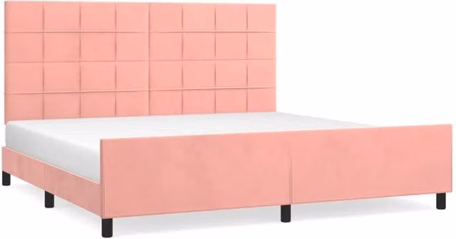 Letto matrimoniale | Letto per adulti | Giroletto con Testiera Rosa 200x200 cm in Velluto