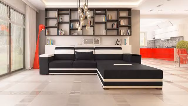 Divano, divano angolare, poltrona, imbottitura, design, set componibile angolare, divano in pelle
