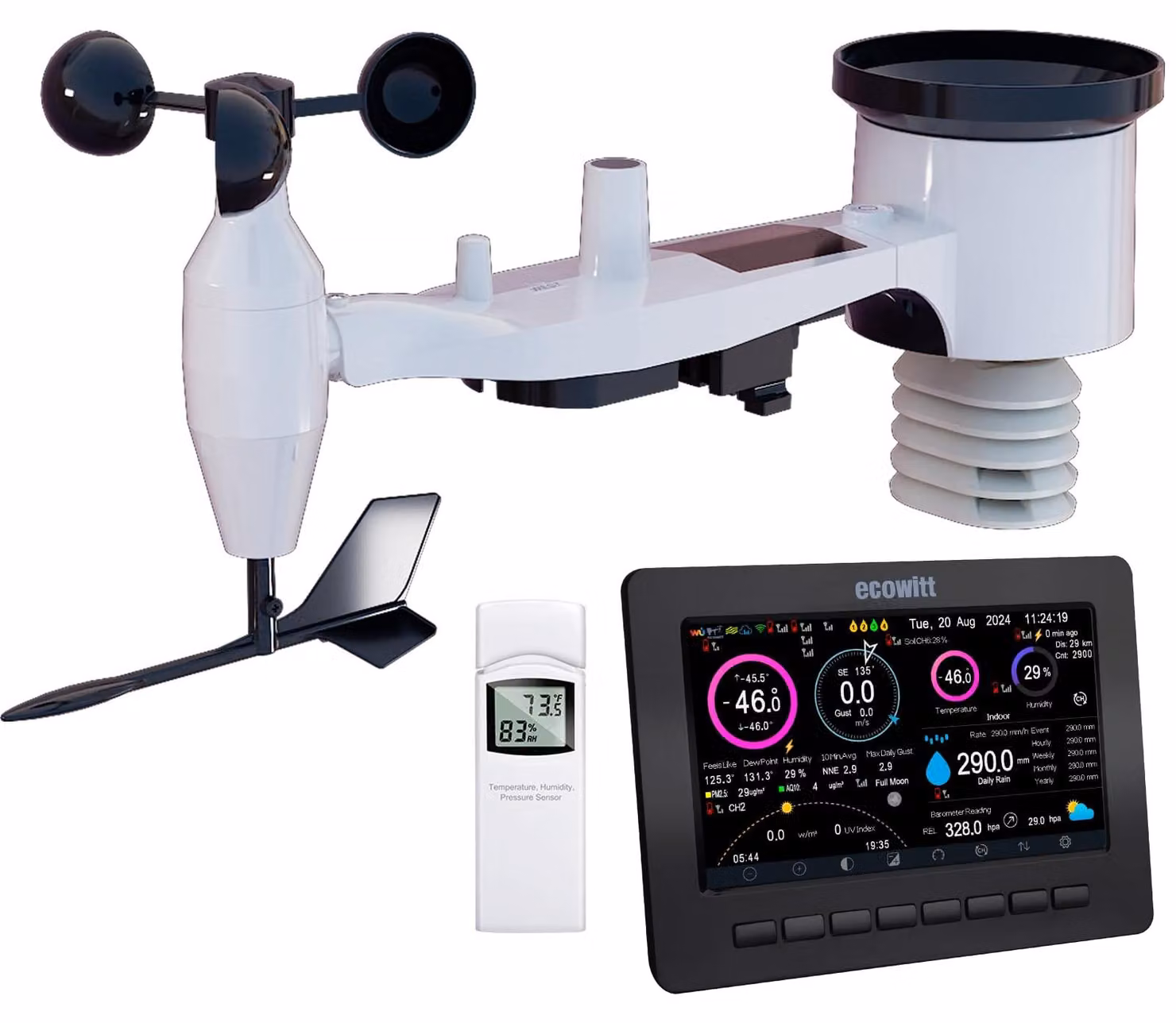 Stazione meteorologica wireless - Connessione Wi-Fi - Sensore 7-in-1 - Corpo in plastica - Colore nero