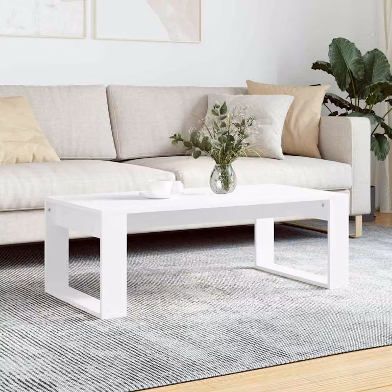 vidaXL Tavolino da Salotto Moderno Bianco in Legno e MDF L: 102 cm, P: 50 cm, H: 35 cm