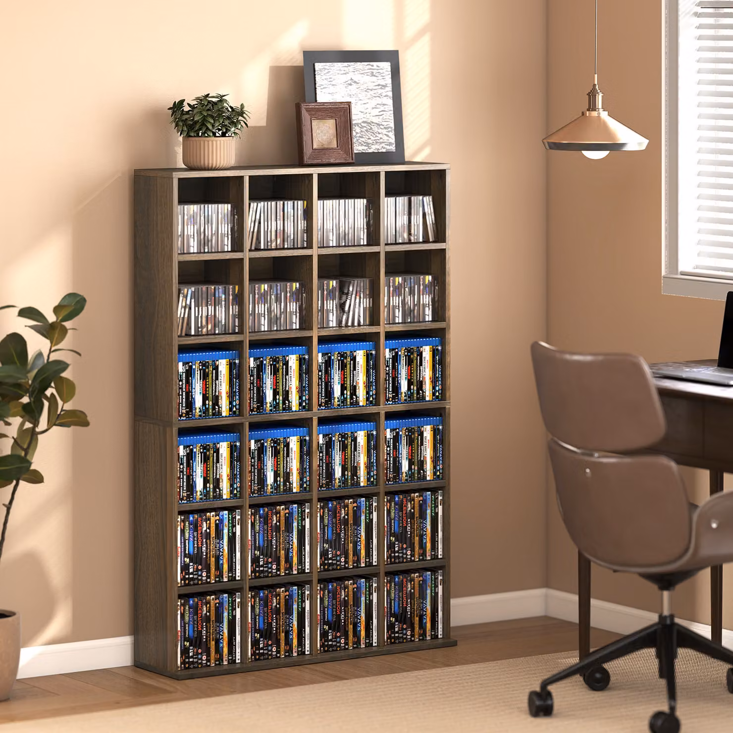 Mobile Contenitore Multimediale HOMCOM in Legno Marrone con Ripiani Regolabili L: 89 cm, H: 130,5 cm – 2