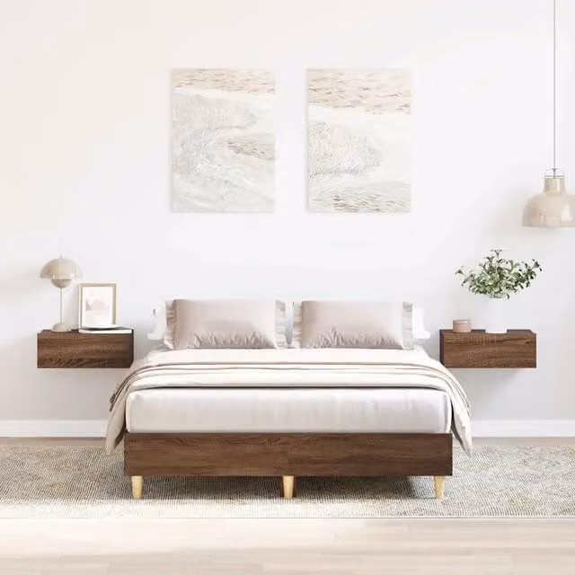Struttura Letto Design Mania in Rovere Marrone con Doghe in Legno L/P/H: 120 x 200 x 25 cm – 1