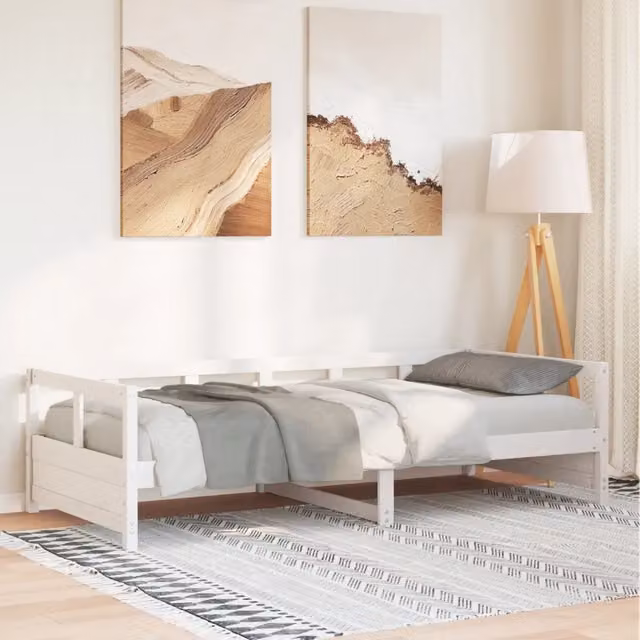 Struttura Letto Divano Design Mania in Legno di Pino Massello Bianco L 80 x P 200 cm – 1
