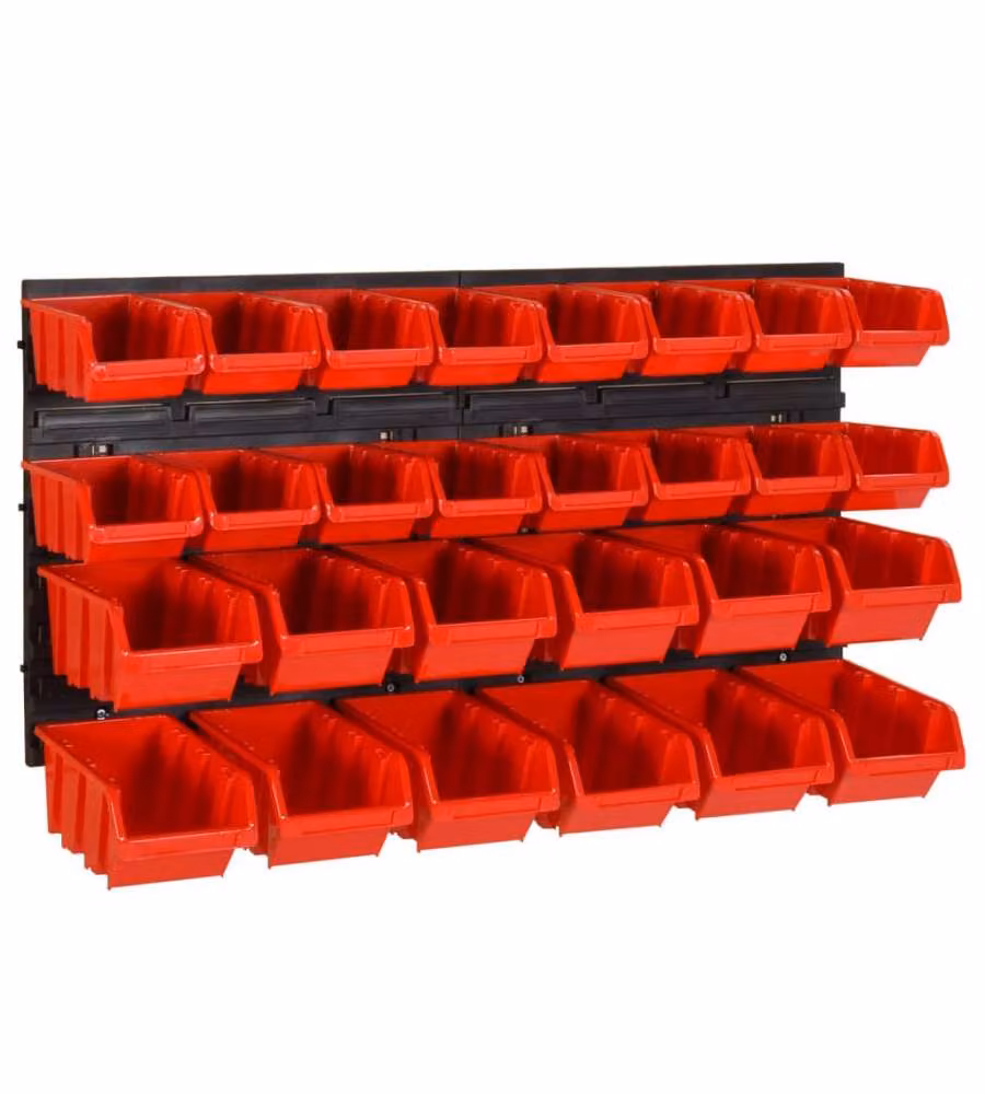 Set da Officina 30 pz Rosso e Nero 77x39 cm in Polipropilene