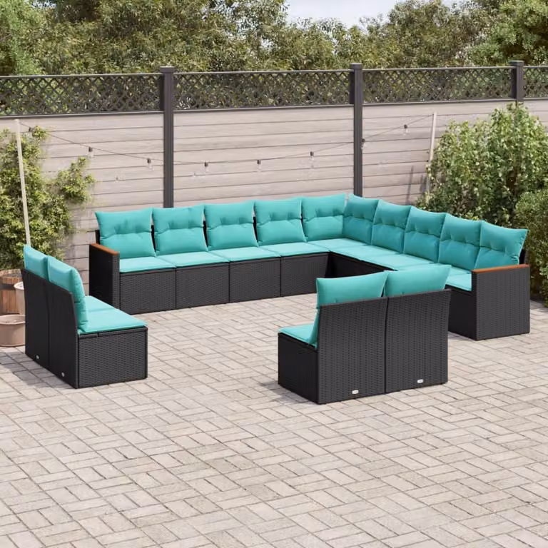 Maison Exclusive - Set da giardino 13 pezzi con cuscini, polyrattan nero