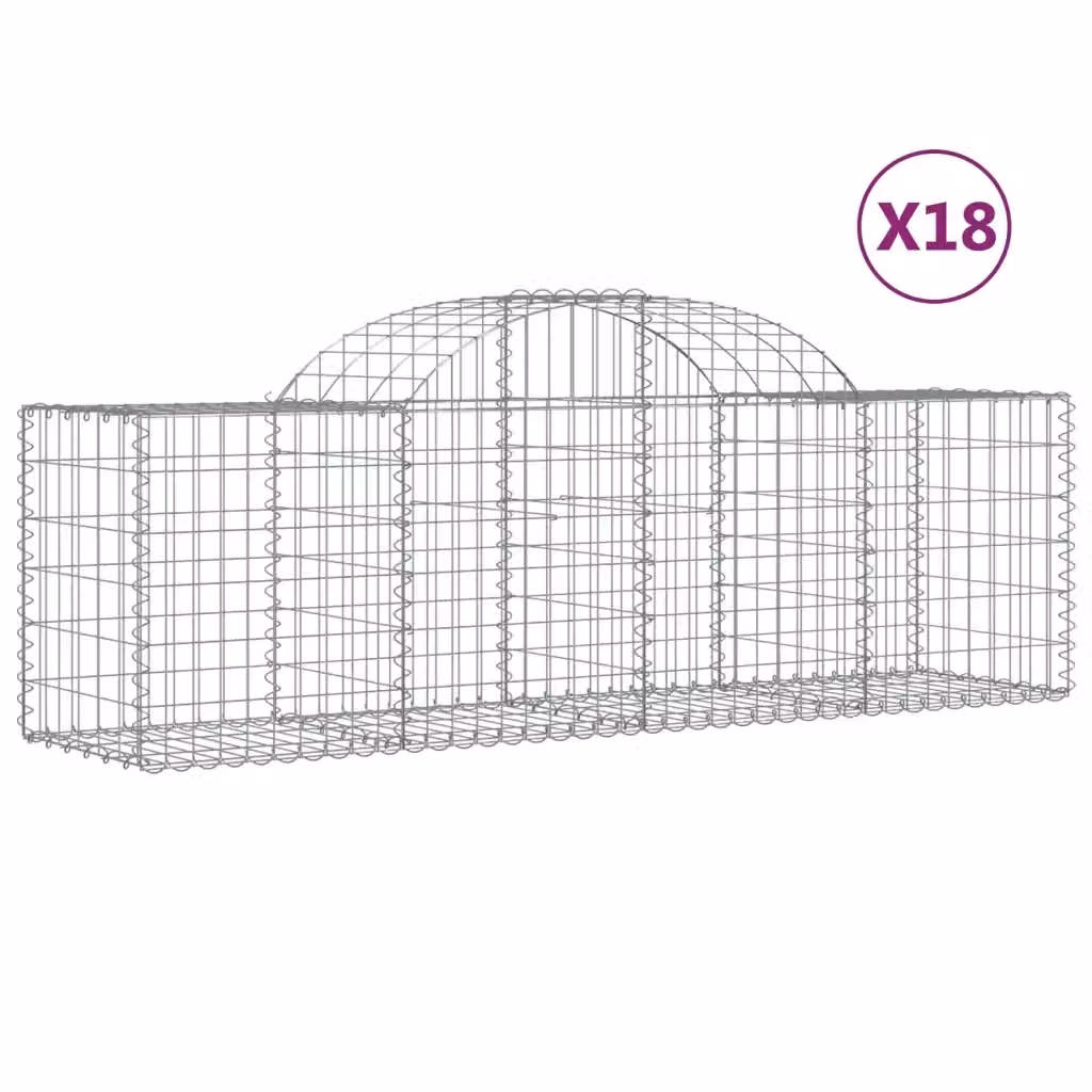 Set di 18 Cesti Gabbioni ad Arco Videx in Acciaio Zincato Argento L: 200 cm, P: 50 cm, H: 60/80 cm – 2