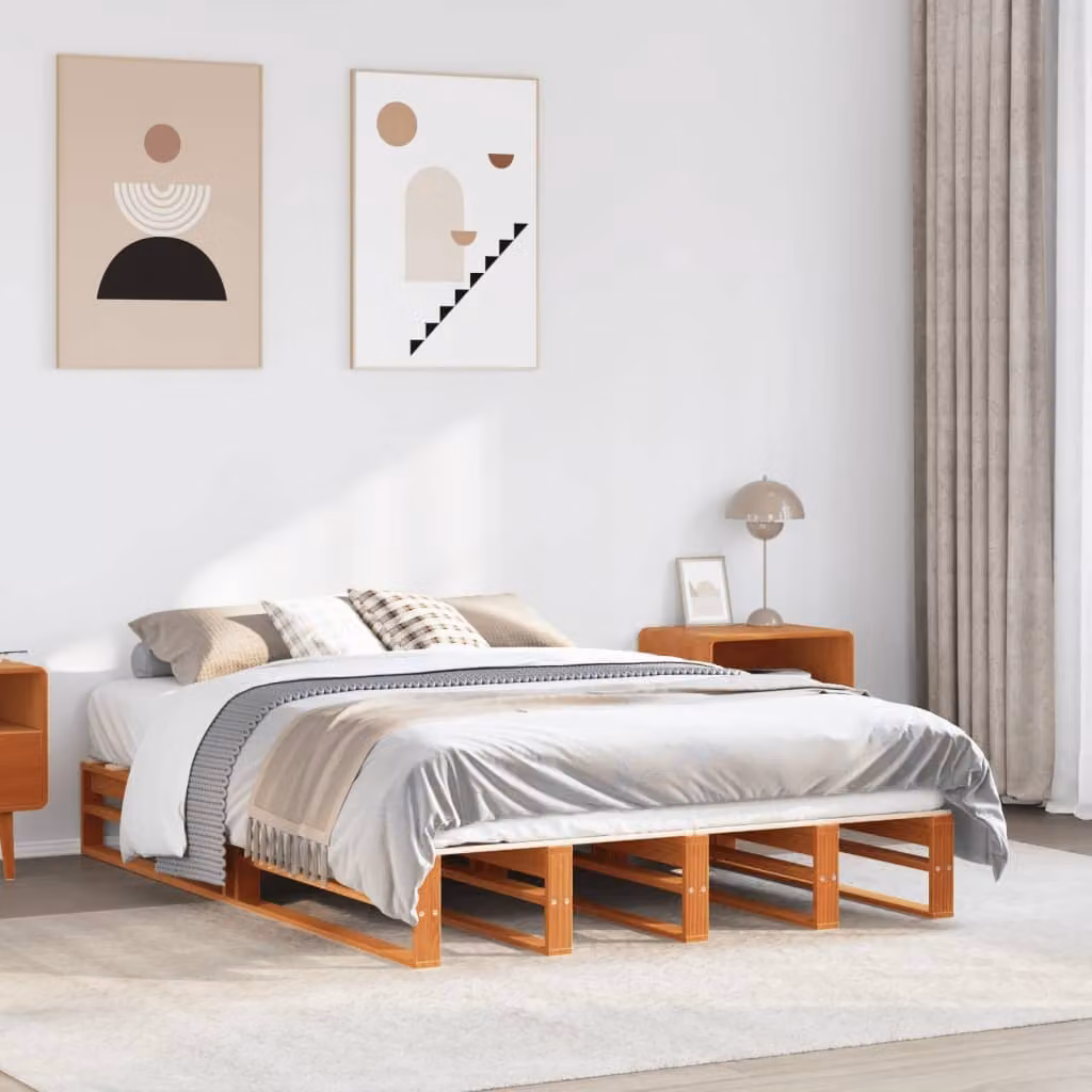 Letto in legno di pino senza materasso vidaXL marrone cera L 120 cm x P 200 cm – 1