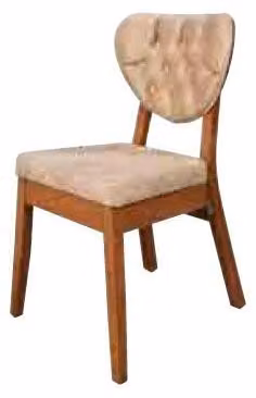 Ein Holzstuhl mit einem weichen Sitz und einem runden Chesterfield -Rücken