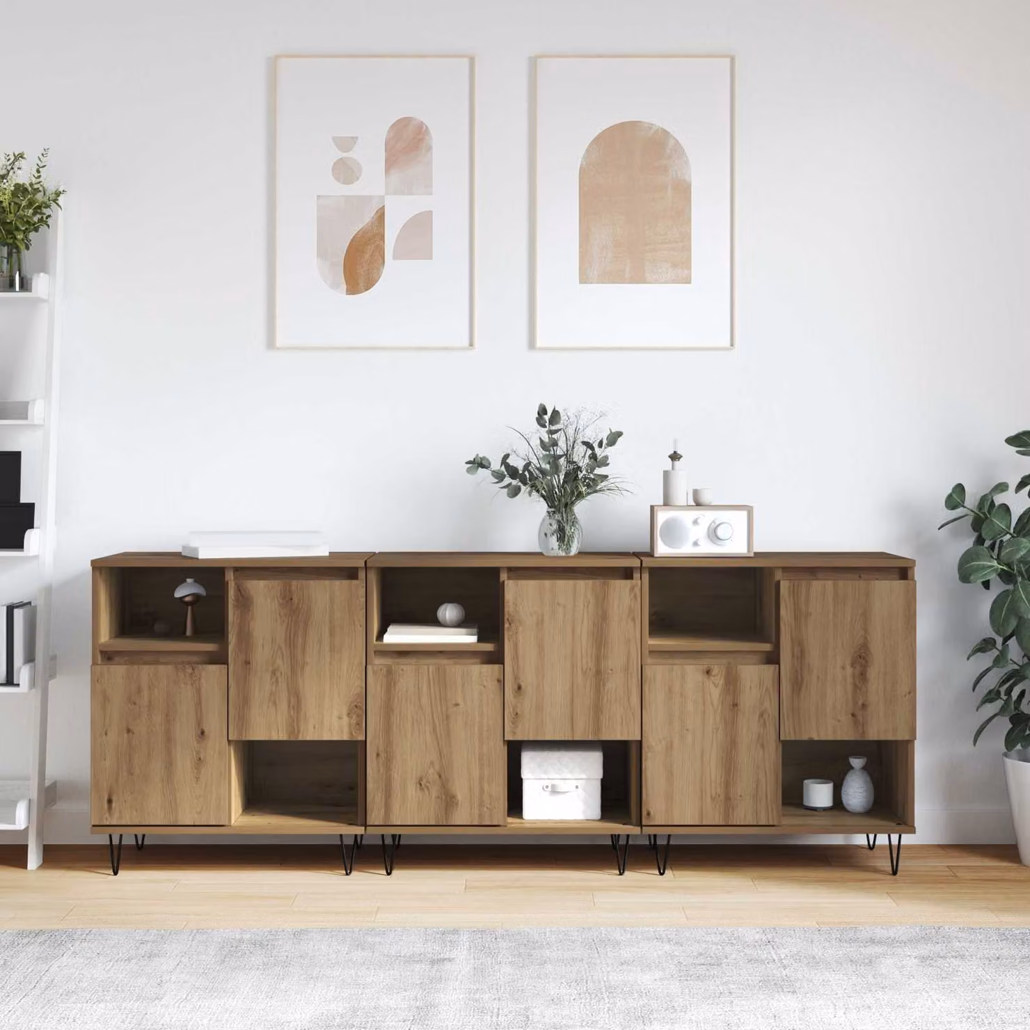 vidaXL Credenza Moderna in Rovere Marrone 3 Pezzi L/P/H: 60 x 35 x 70 cm – 1