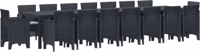 Set da pranzo da giardino moderno vidaXL in rattan antracite con 17 pezzi e cuscini – 1