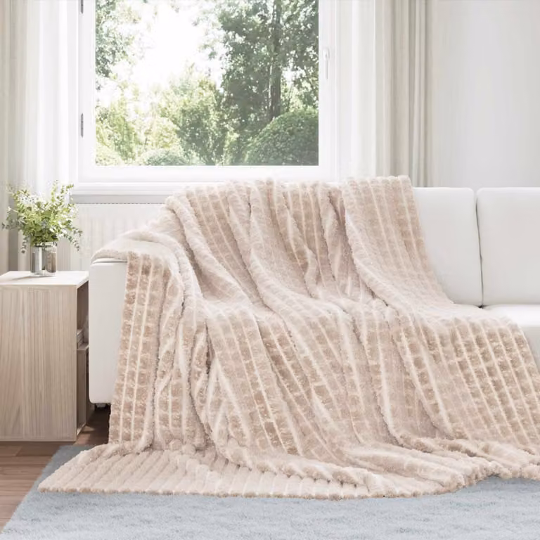 Set di 6 coperte in pile vidaXL beige, morbide e lavabili, L: 270 cm x P: 240 cm