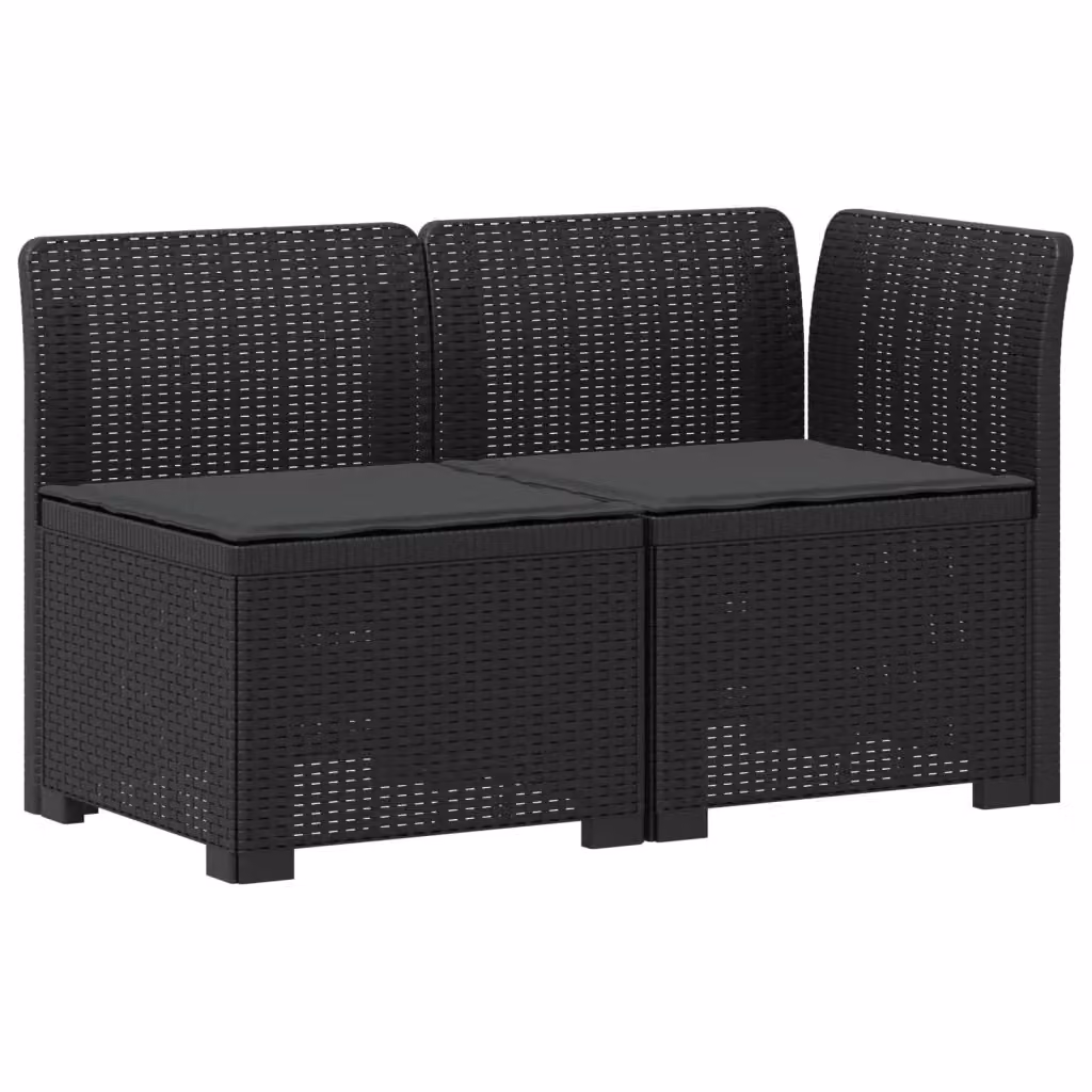Divano da giardino a 2 posti vidaXL con cuscini imbottiti in stile rattan moderno, resistente alle intemperie e ai raggi UV, colore antracite e nero – 2