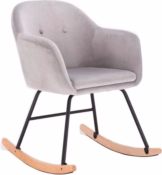 Sedia Oscillante per Adulti in Pelle - Bancosaia Oscillante per Interni - Grigio chiaro, 80 x 48 x 69 cm