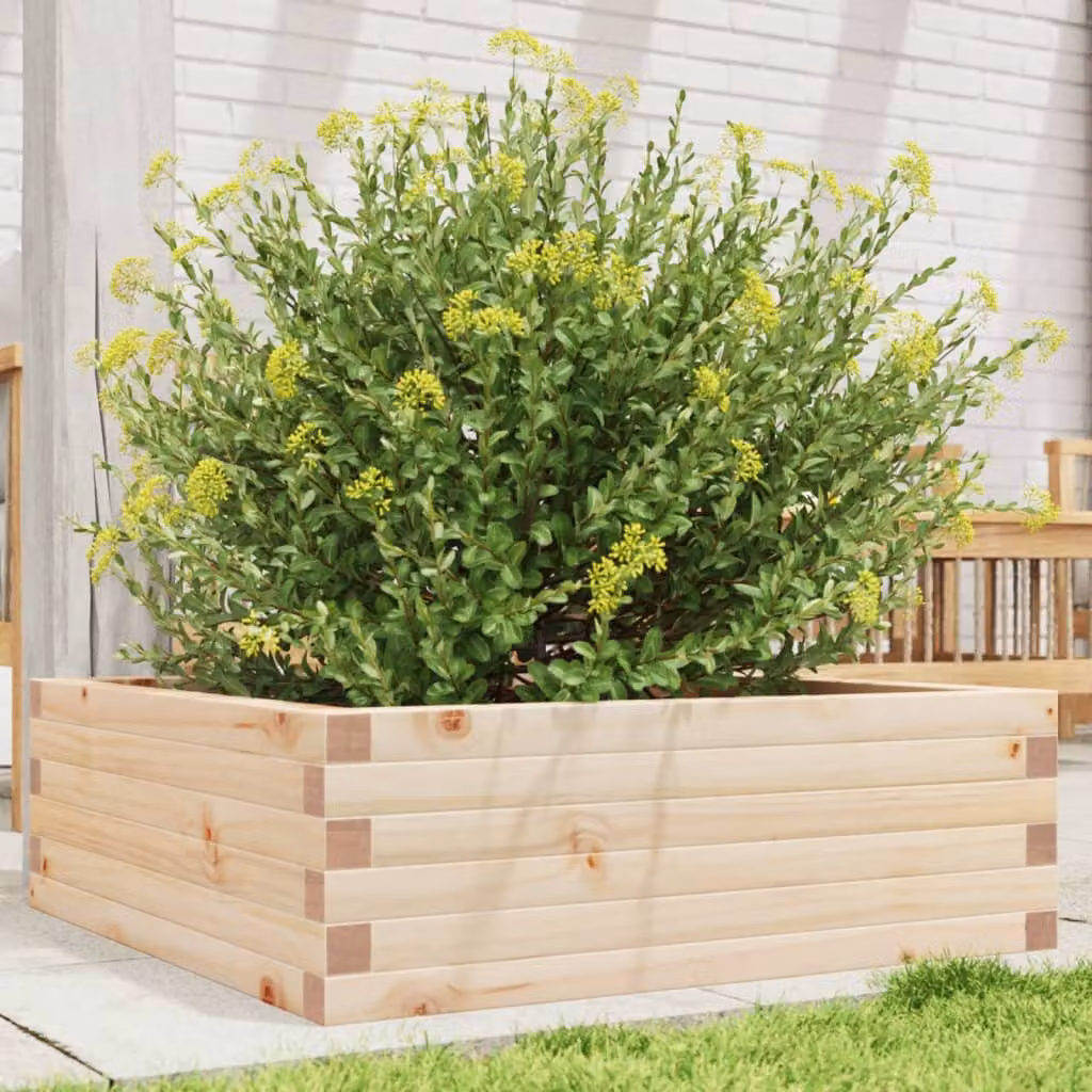 Fioriera da giardino vidaXL in legno di pino beige L: 70 cm, P: 70 cm, H: 23 cm