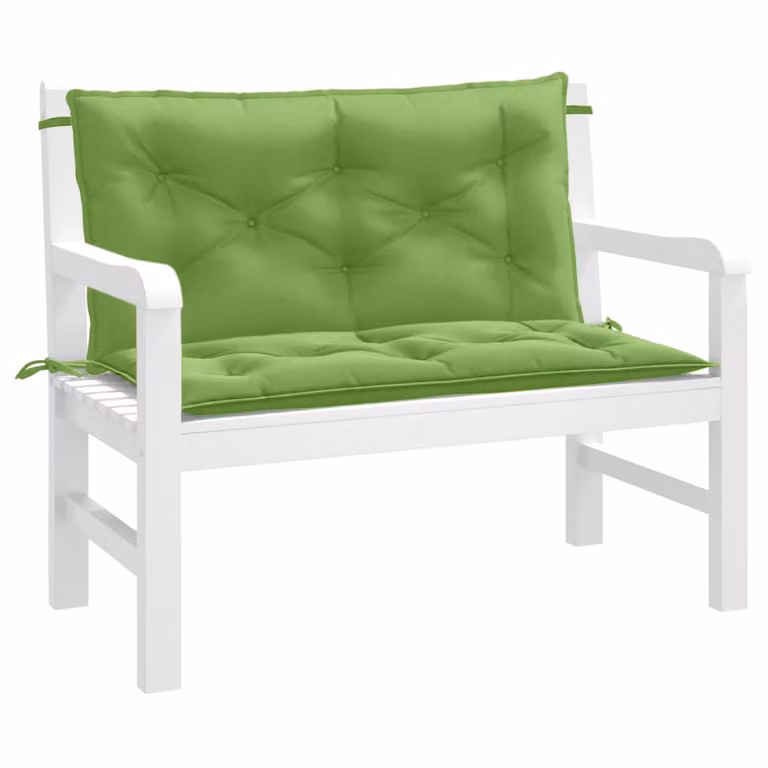 Set di 2 cuscini per panca da giardino vidaXL in tessuto verde, L 100 cm x P 50 cm x H 7 cm