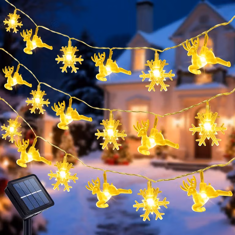 Catena luminosa solare, 50 LED, 8 modalità, luce bianco caldo, grado di protezione IP65, impermeabile