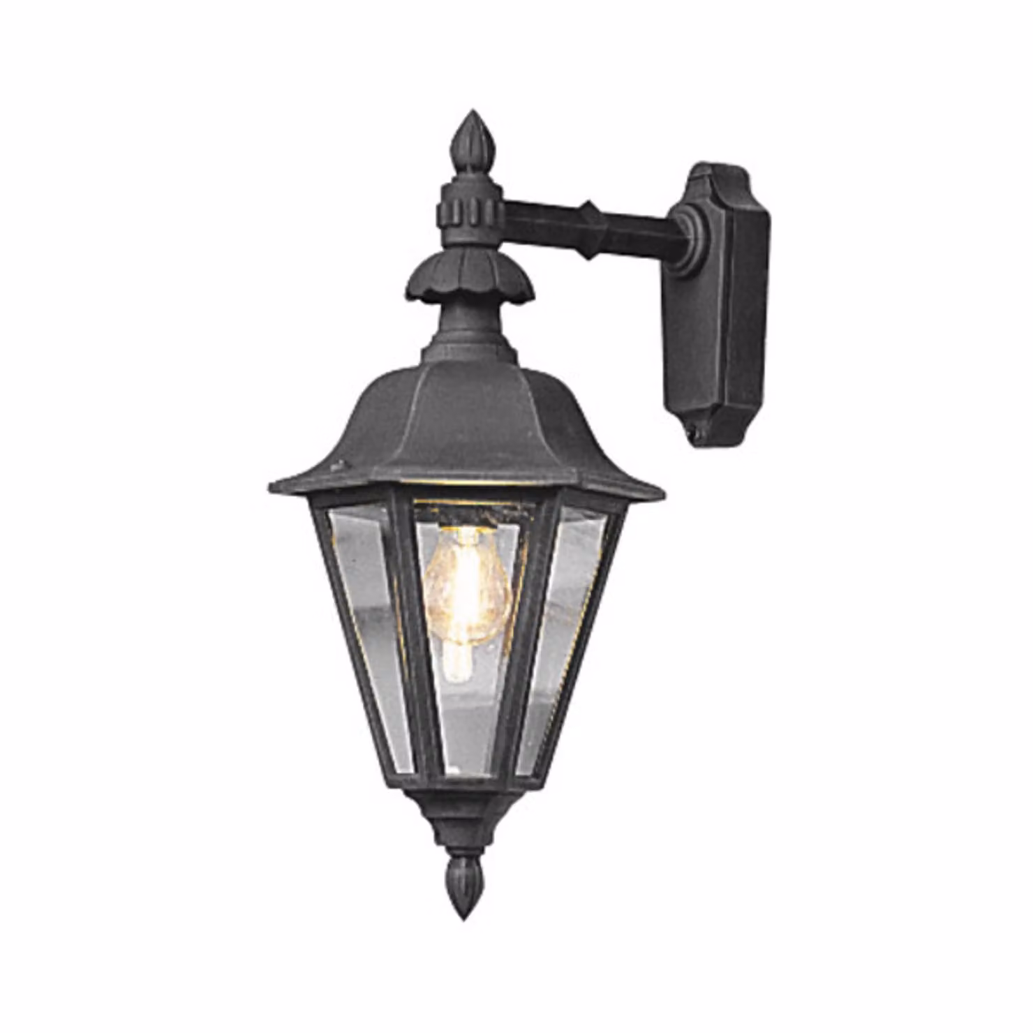 Applique Konstsmide Pallas in alluminio laccato nero con vetro acrilico color fumo. Vetro acrilico