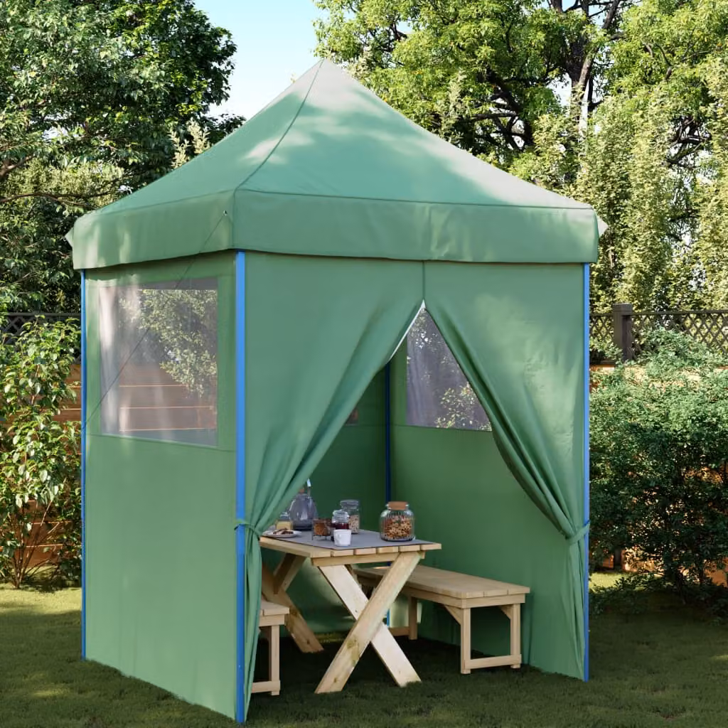 Tendone per feste pieghevole pop-up con 4 pareti vidaXL verde e blu L: 306 cm, P: 200 cm, H: 200 cm