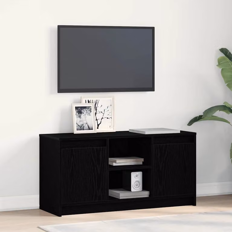 Unità TV vidaXL in legno ingegnerizzato nero opaco, design minimalista da parete, L 100 x P 34 x H 50 cm