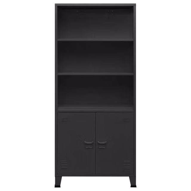 Libreria Industriale vidaXL in Metallo Antracite Opaco L: 80 cm, P: 32 cm, H: 180 cm
