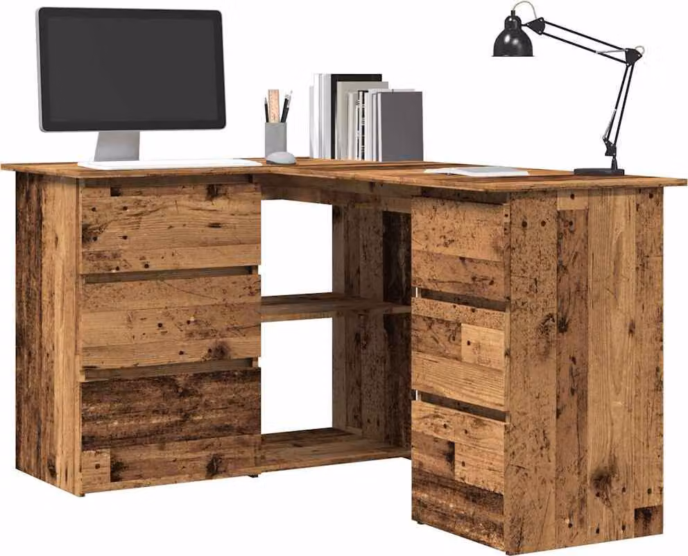 Maison Exclusive - Scrivania angolare effetto legno antico 145x100x76 cm Materiale ligneo