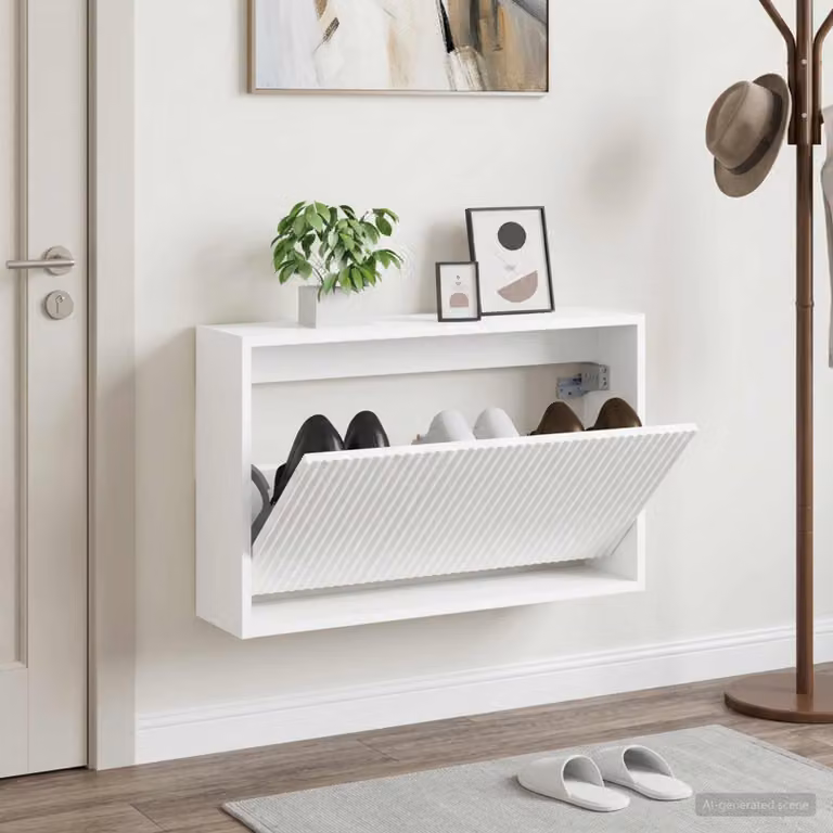 Mobiletto per scarpe da muro vidaXL ARNHEM moderno bianco L: 71 cm, P: 43 cm, H: 17 cm