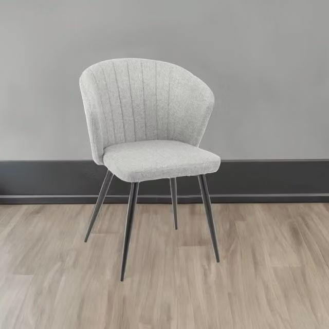 Set di 2 sedie Krid in tessuto grigio e metallo nero per soggiorno e sala da pranzo