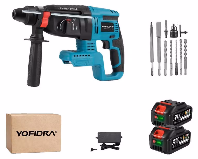 Trapano avvitatore a batteria, motore brushless, set con 2 batterie