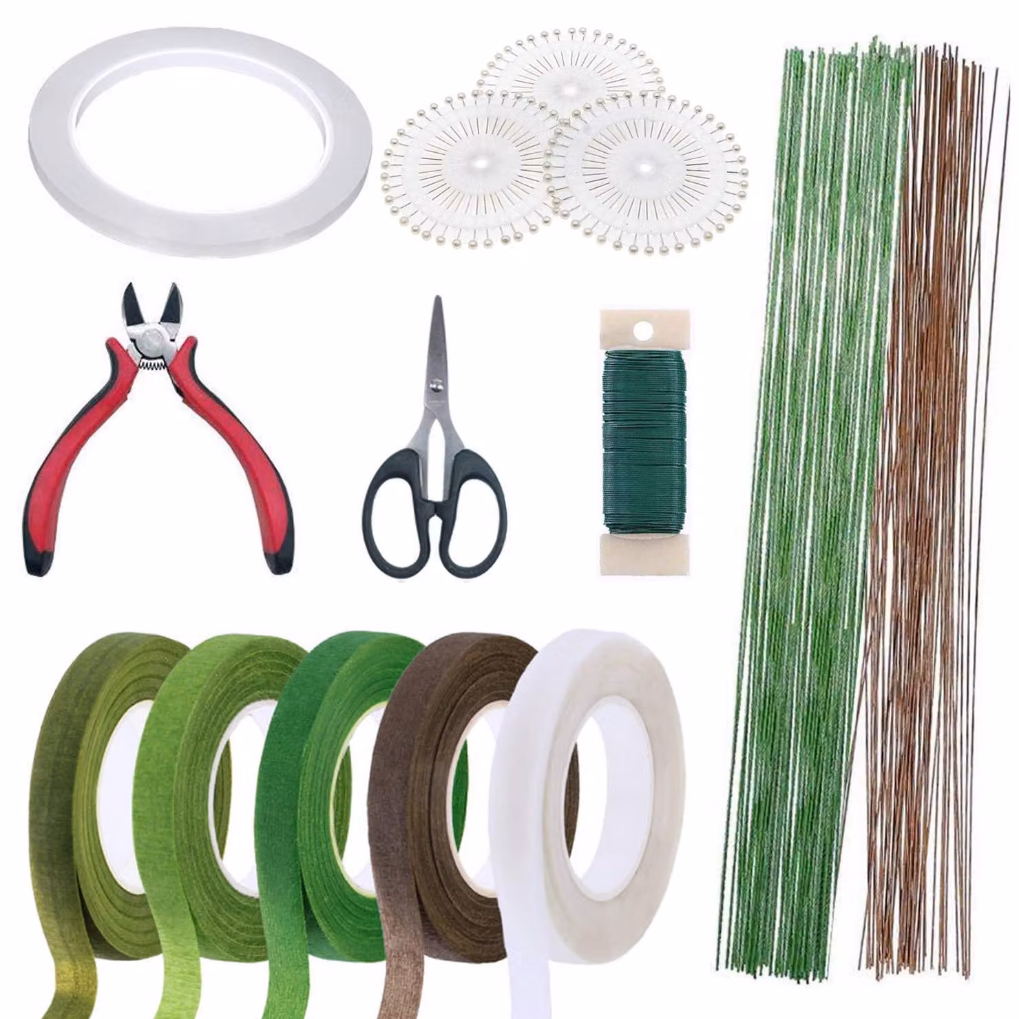 Set di strumenti per composizioni floreali, composto da 12 pezzi, con tagliafili e spille a sfera, ideale per l'arte della fioristica