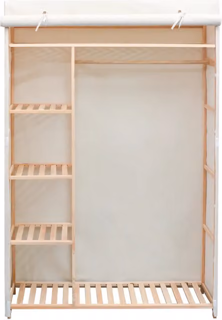 Armadio vidaXL in legno di pino e tessuto con ripiani interni e appendiabiti, L/P/H: 110 x 40 x 170 cm