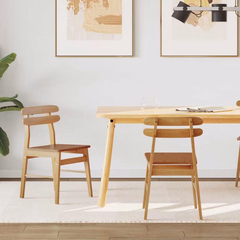 Set di 2 sedie da pranzo vidaXL in legno di gomma naturale color marrone