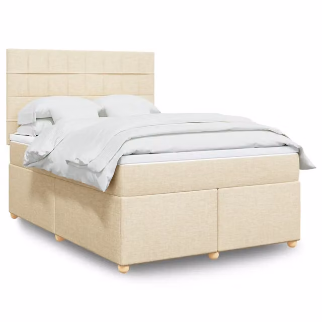 Giroletto a Molle con Materasso Crema 140x19 cm in Tessuto 3291280