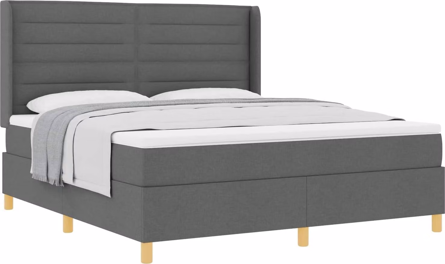 Letto a molle con materasso Grigio scuro 180 x 200 cm Tessuto