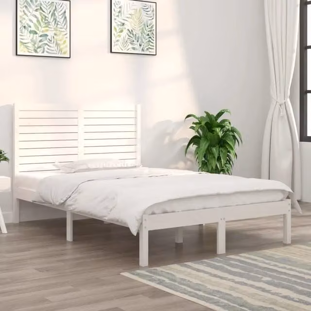Giroletto vidaXL in legno massello di pino bianco con doghe fisse L/P: 140 x 190 cm