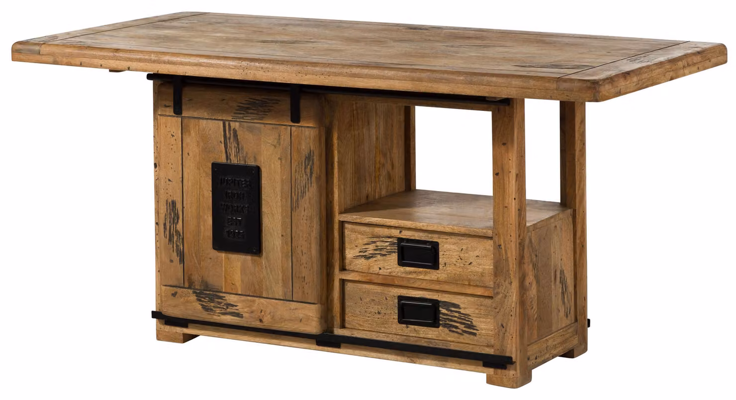 MASSIVMOEBEL24 | Tavolo da Pranzo RAILWAY in Legno di Mango – Laccato Marrone 180x90x76