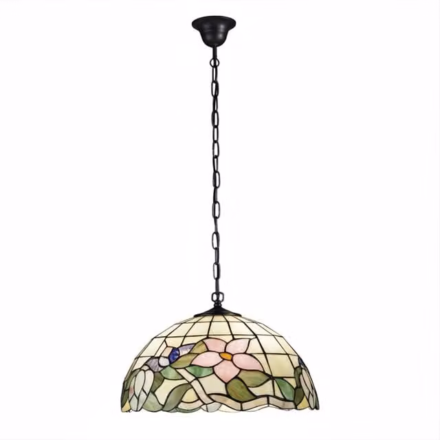 Lampadario Tiffany Vetro Multicolor Scuro 3 Luci E27