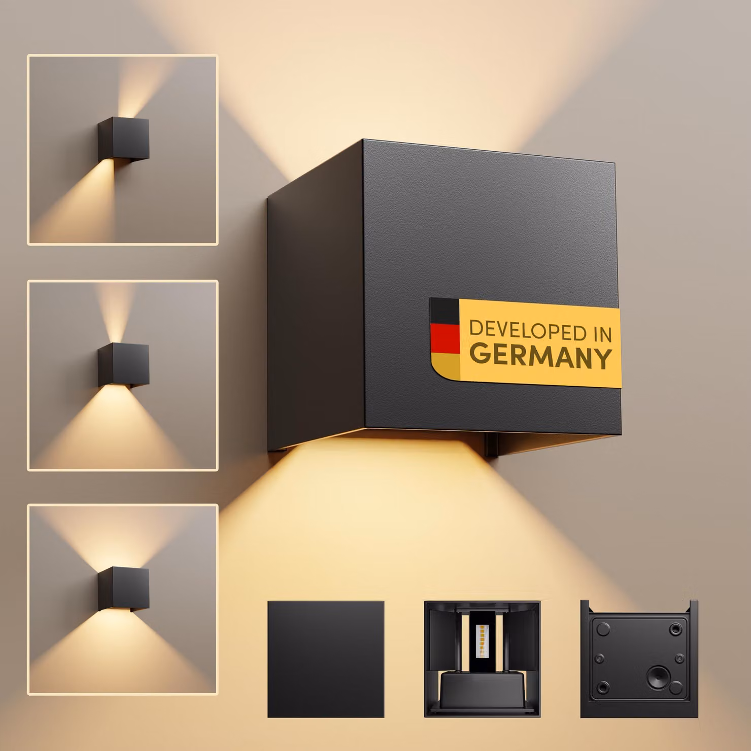 Lampada a LED da parete, grado di protezione IP65, 6W, luce calda (3000K), 700 lumen, dimmerabile