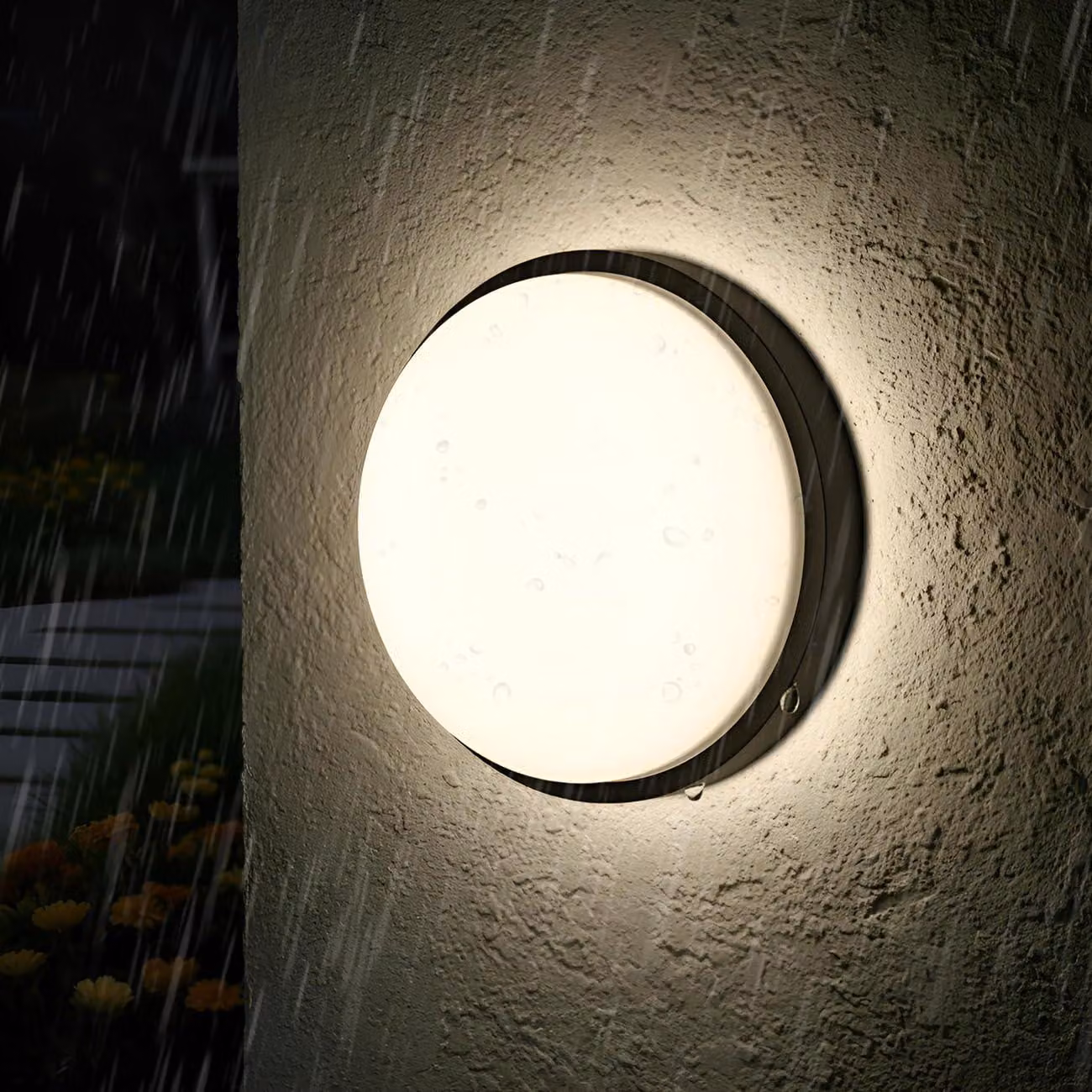 Lampada da parete a LED, 14 W, grado di protezione IP54, colore nero, temperatura di colore 4000 K, forma rotonda, confezione singola