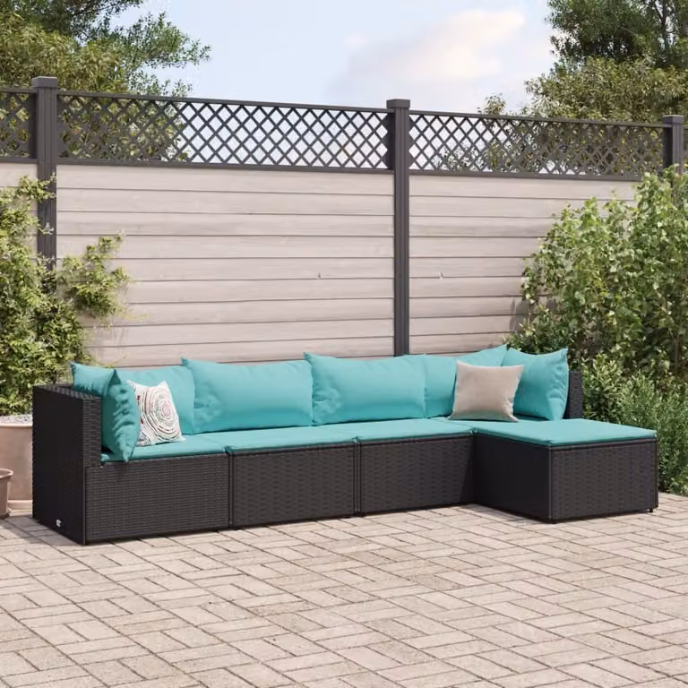 Maison Exclusive - Set Divani da Giardino 5 pz con Cuscini Nero in Polyrattan