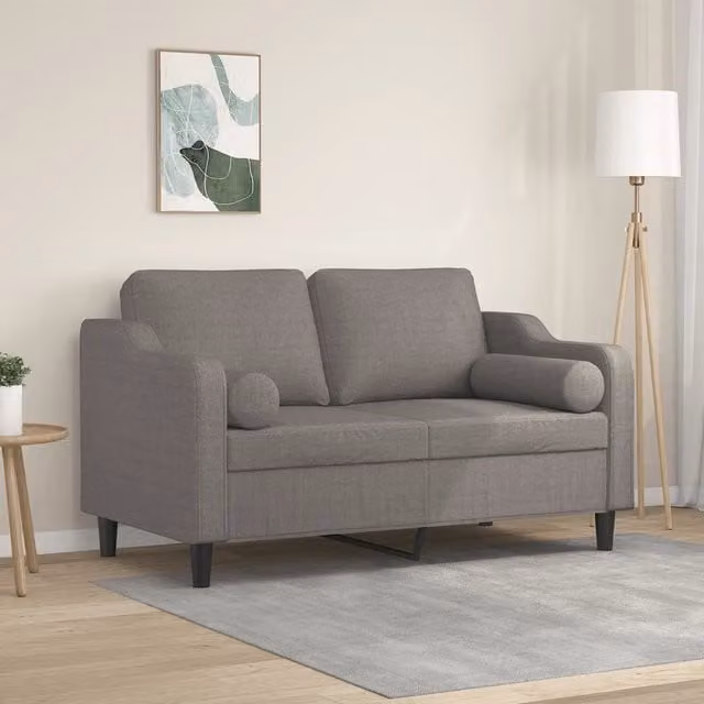 Divano a 2 posti moderno vidaXL in tessuto beige e grigio con cuscini e coperture rimovibili L: 138 cm, P: 77 cm, H: 80 cm
