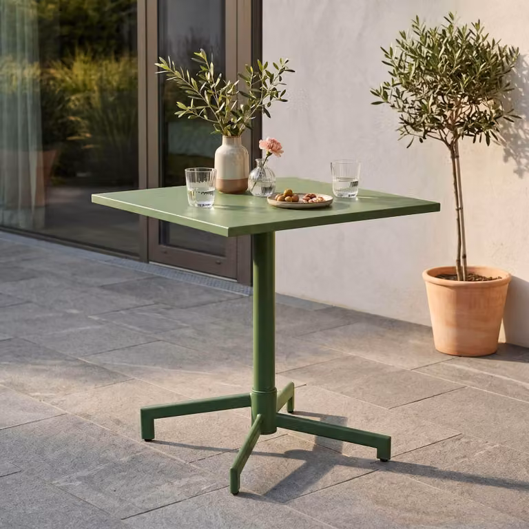 Tavolo da giardino bistrot quadrato con piano pieghevole verde cactus - Oviala Palavas