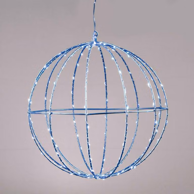ACA Lighting D20CM sfera argento 96 LED, blu, 220-240V, IP44, cavo di alimentazione trasparente 3m X069664226